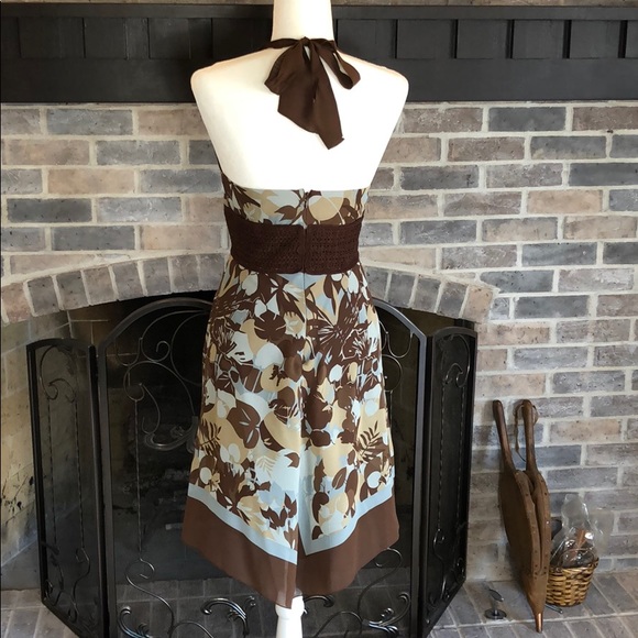 BCBGMaxazria Brown/turquoise halter dress size 2. - Picture 2 of 2